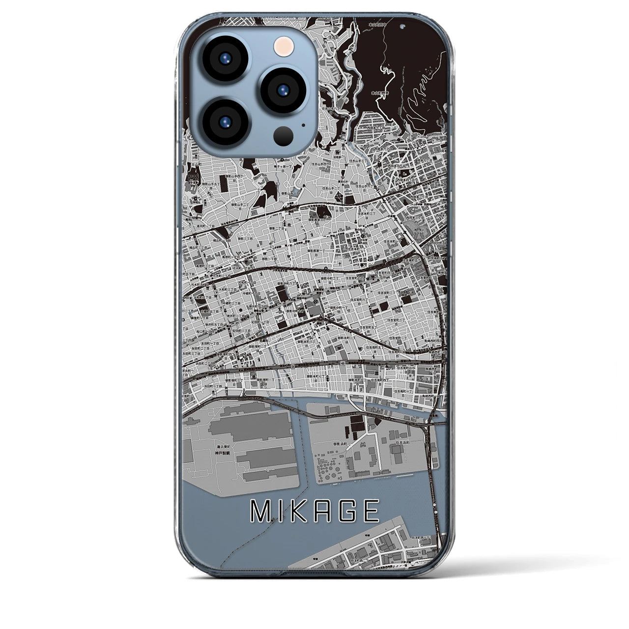 【御影(兵庫県)】地図柄iPhoneケース(クリアタイプ)