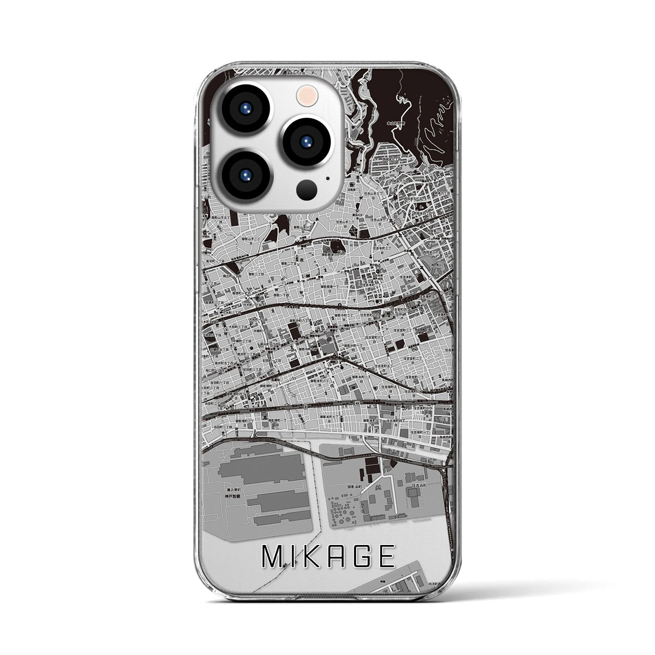 【御影(兵庫県)】地図柄iPhoneケース(クリアタイプ)