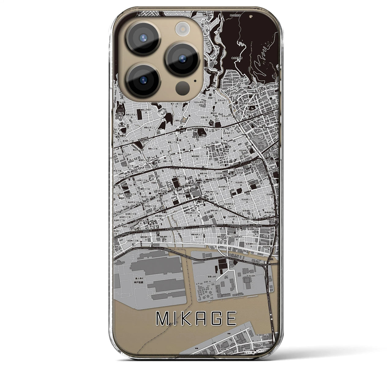 【御影(兵庫県)】地図柄iPhoneケース(クリアタイプ)