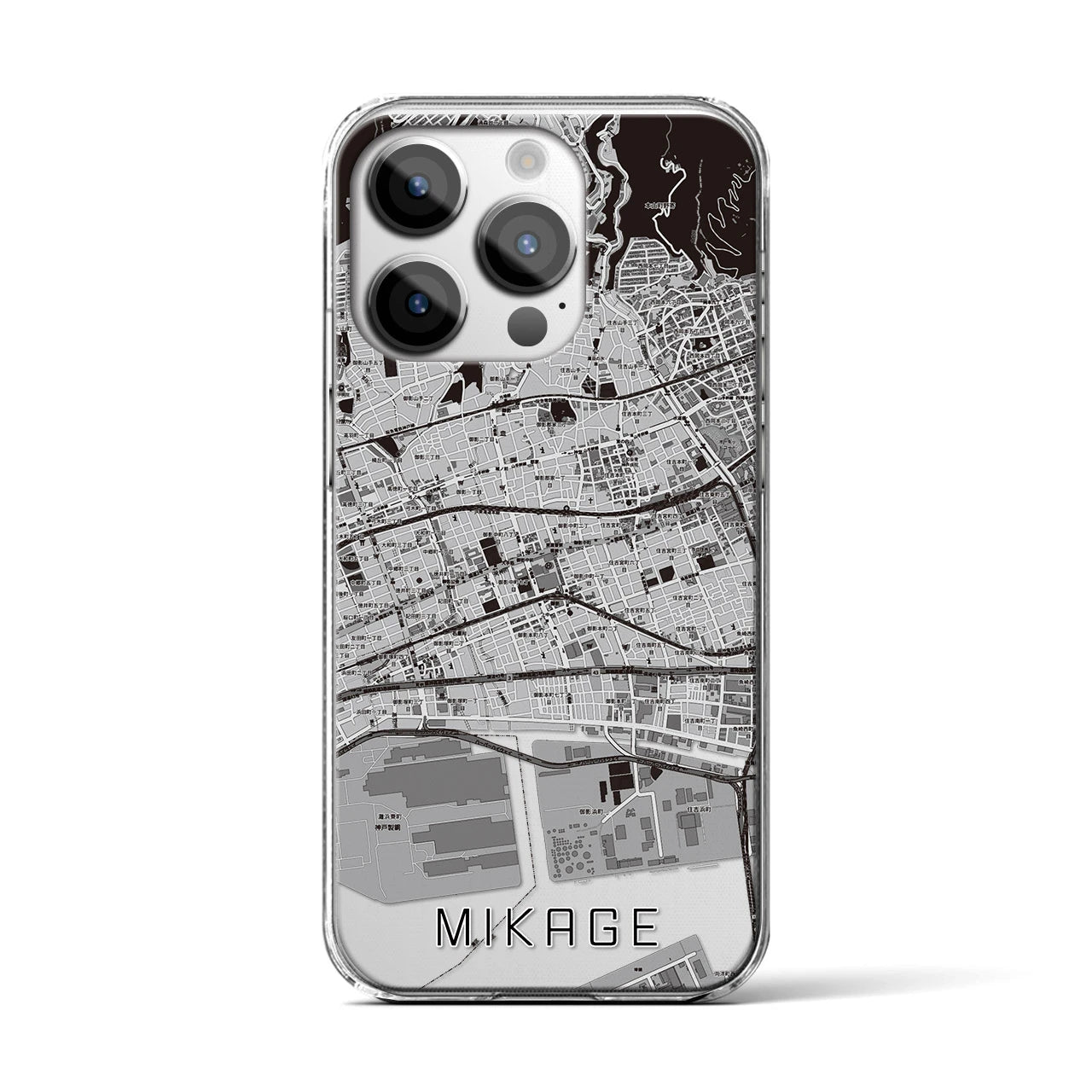 【御影(兵庫県)】地図柄iPhoneケース(クリアタイプ)