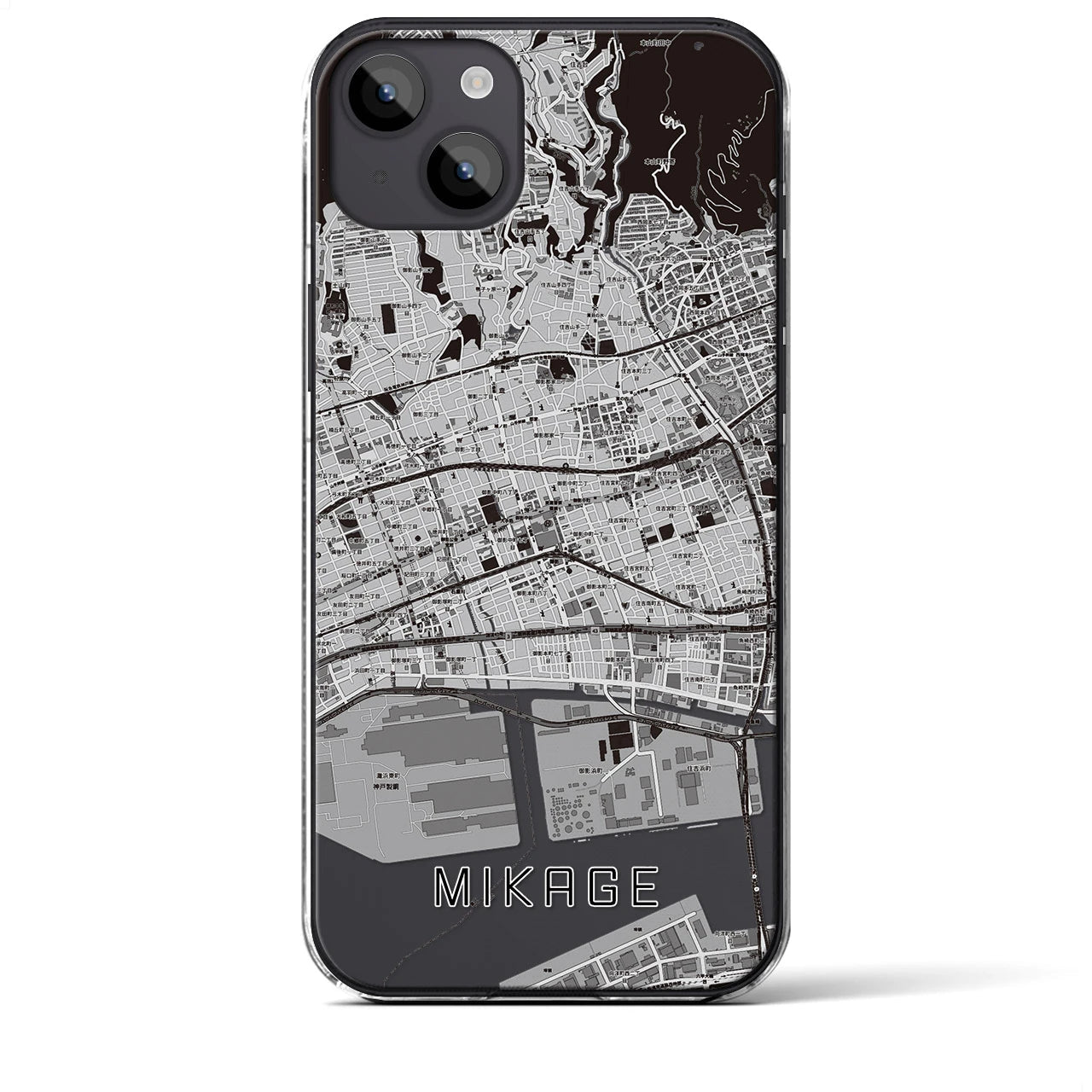 【御影(兵庫県)】地図柄iPhoneケース(クリアタイプ)