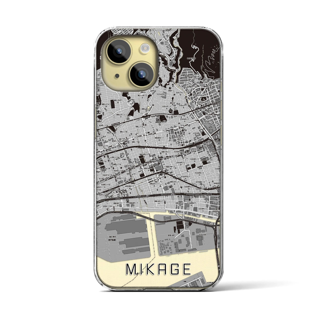 【御影(兵庫県)】地図柄iPhoneケース(クリアタイプ)