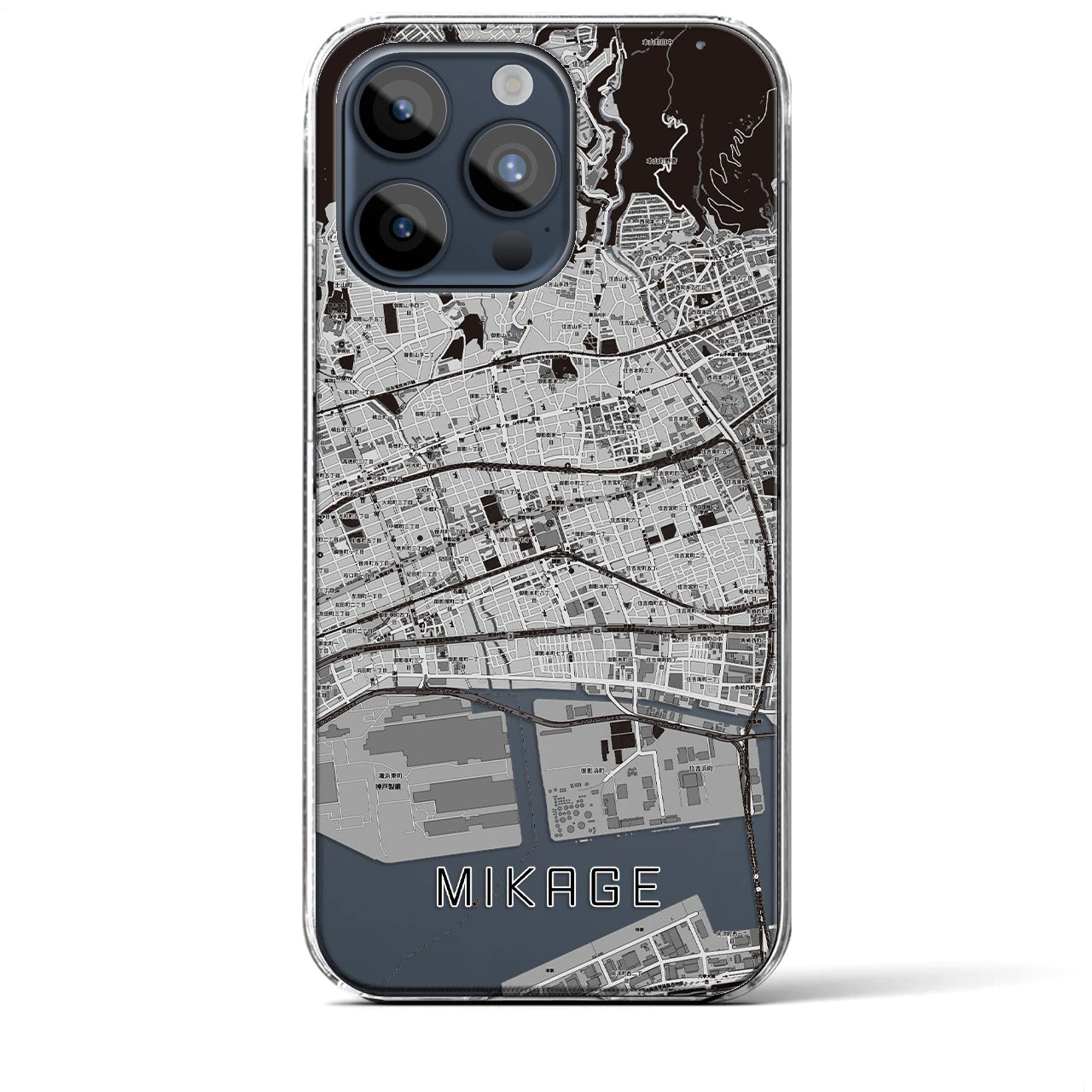 【御影(兵庫県)】地図柄iPhoneケース(クリアタイプ)