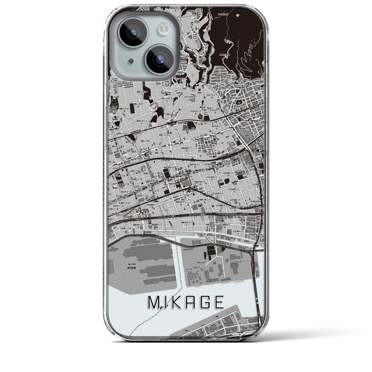【御影(兵庫県)】地図柄iPhoneケース(クリアタイプ)
