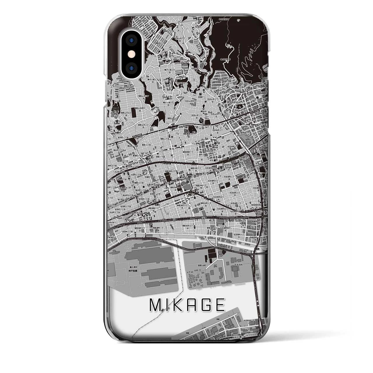 【御影(兵庫県)】地図柄iPhoneケース(クリアタイプ)