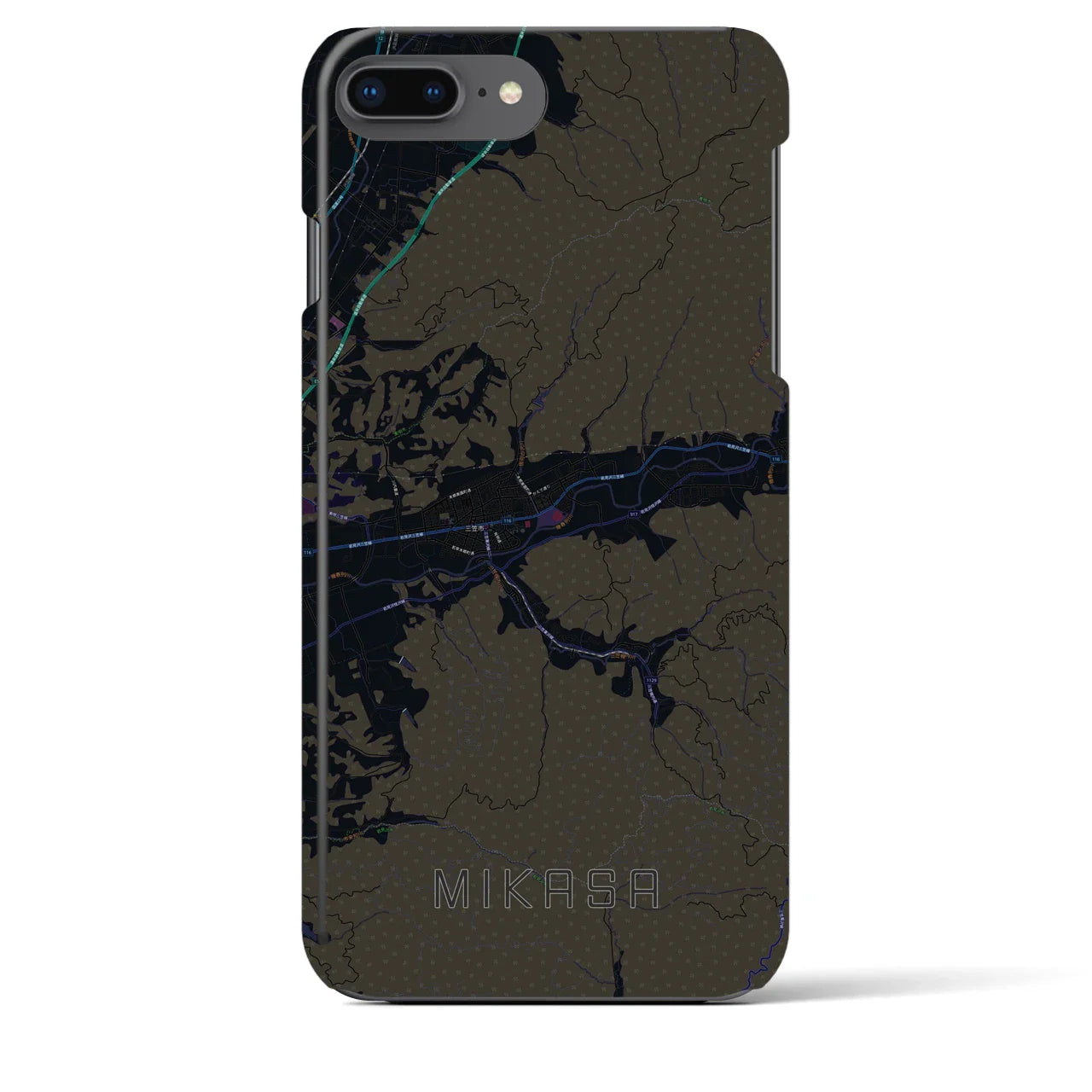 【三笠(北海道)】地図柄iPhoneケース(バックカバータイプ)