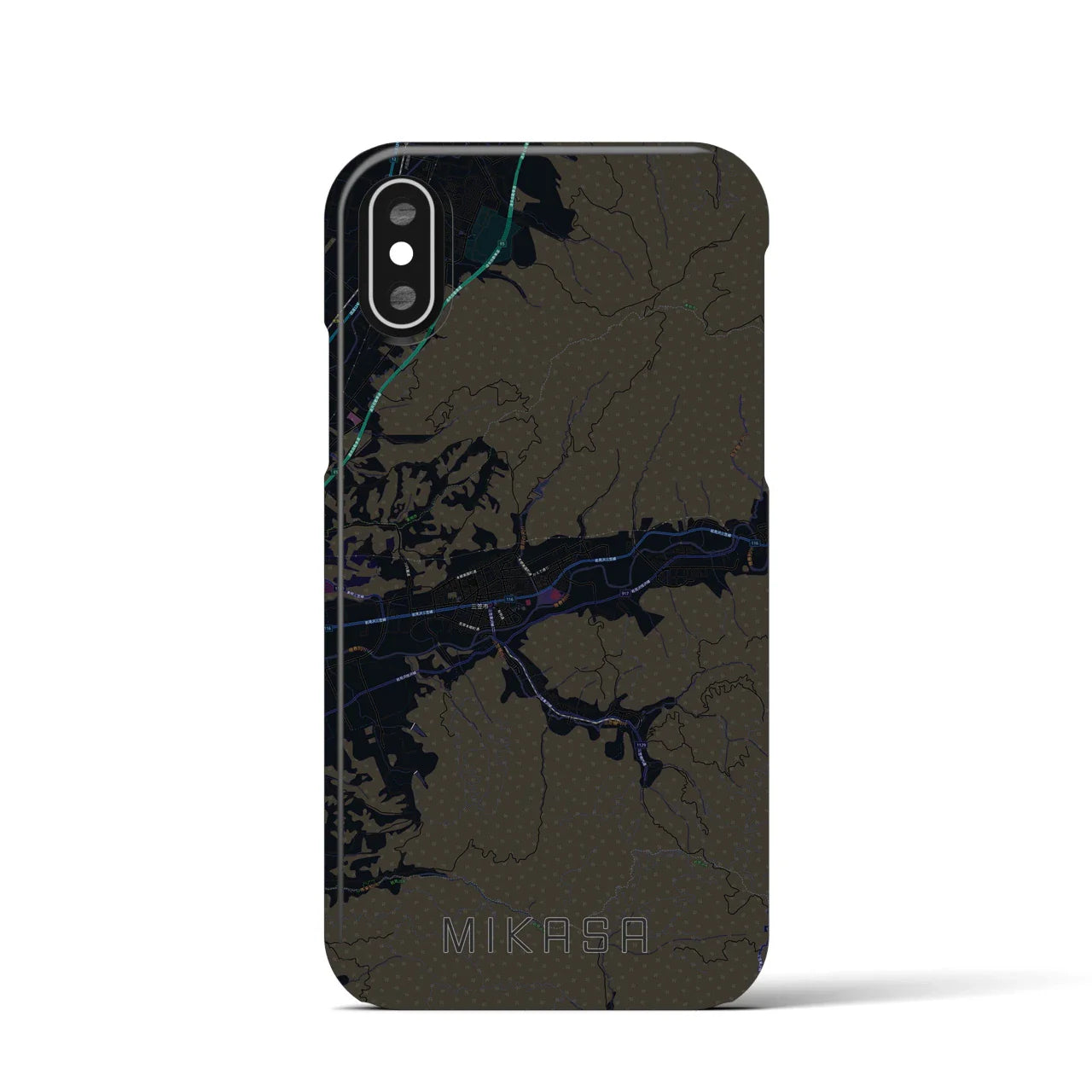 【三笠(北海道)】地図柄iPhoneケース(バックカバータイプ)