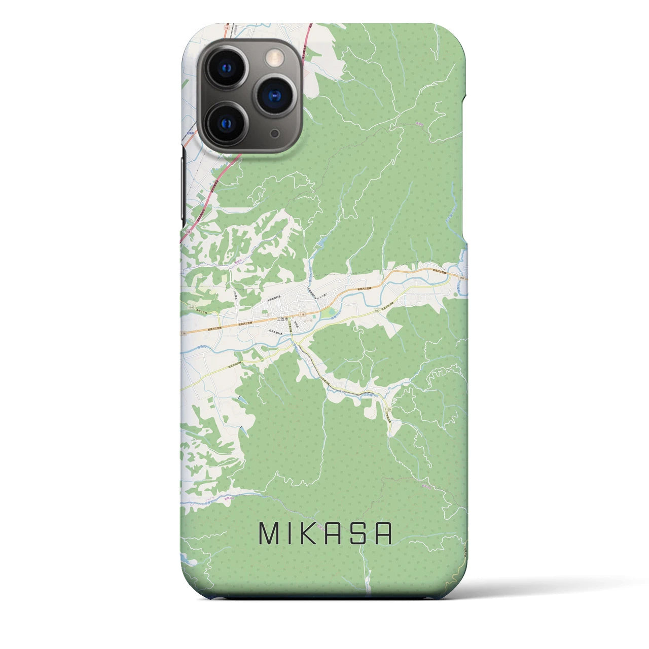 【三笠(北海道)】地図柄iPhoneケース(バックカバータイプ)
