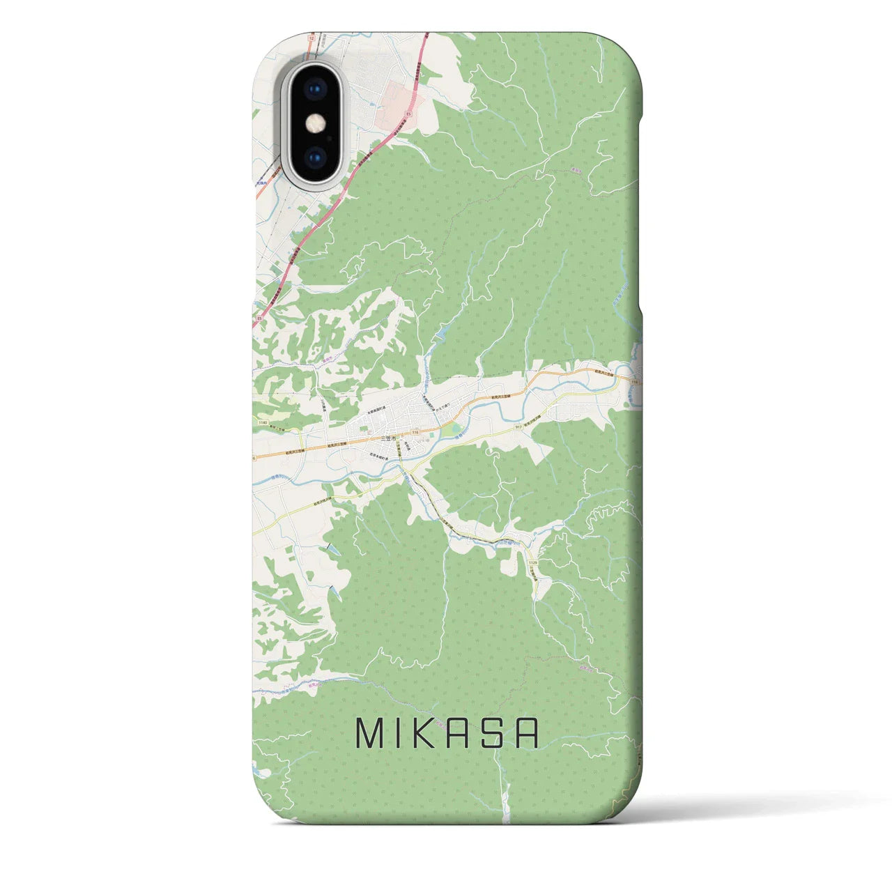 【三笠(北海道)】地図柄iPhoneケース(バックカバータイプ)