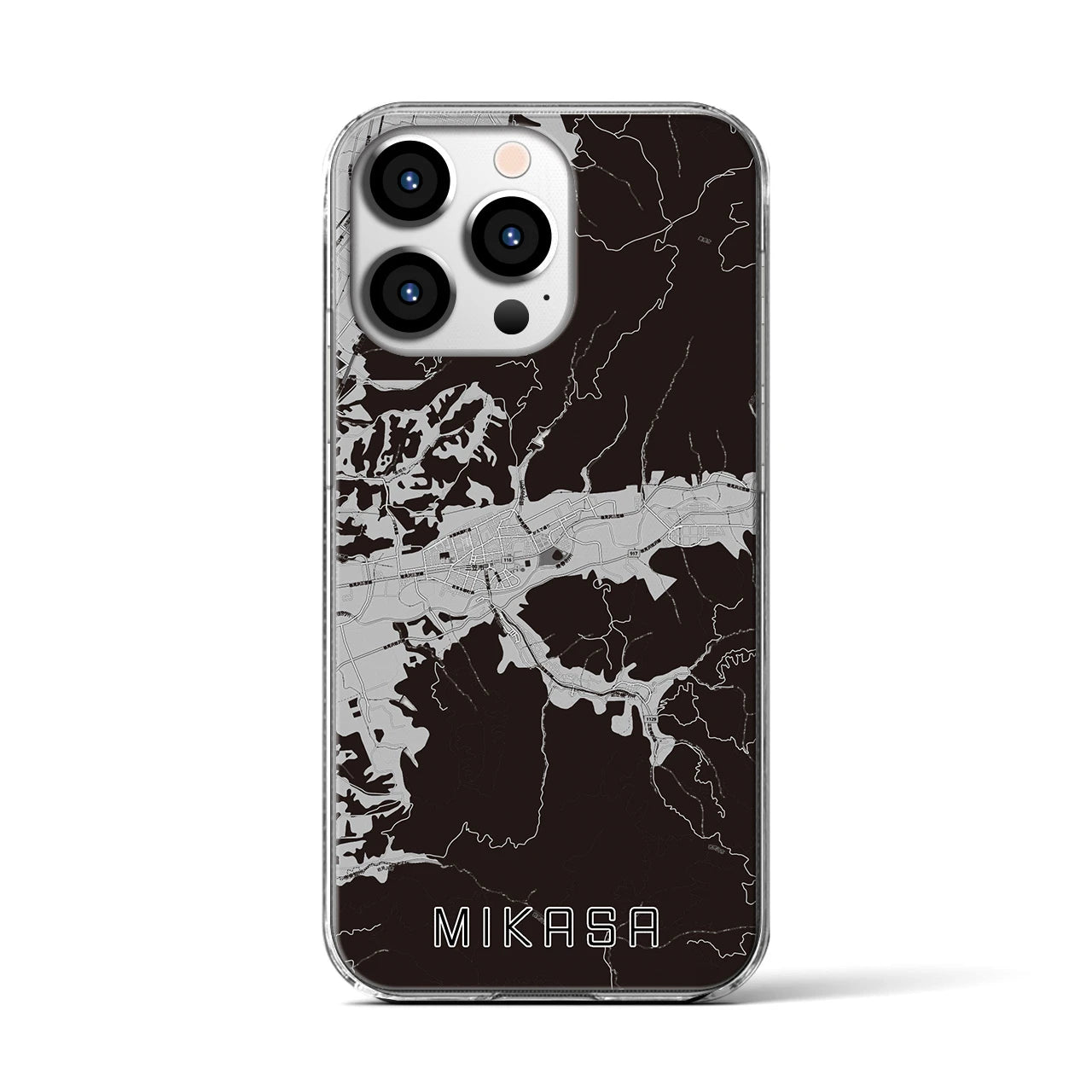 【三笠(北海道)】地図柄iPhoneケース(クリアタイプ)