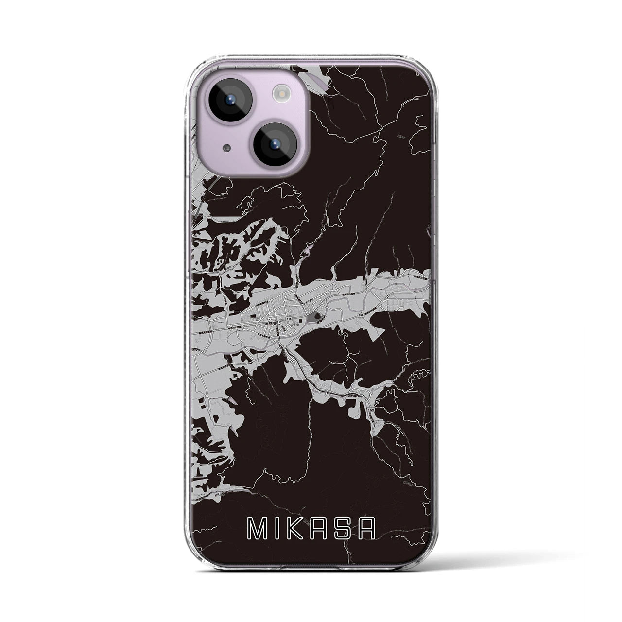【三笠(北海道)】地図柄iPhoneケース(クリアタイプ)