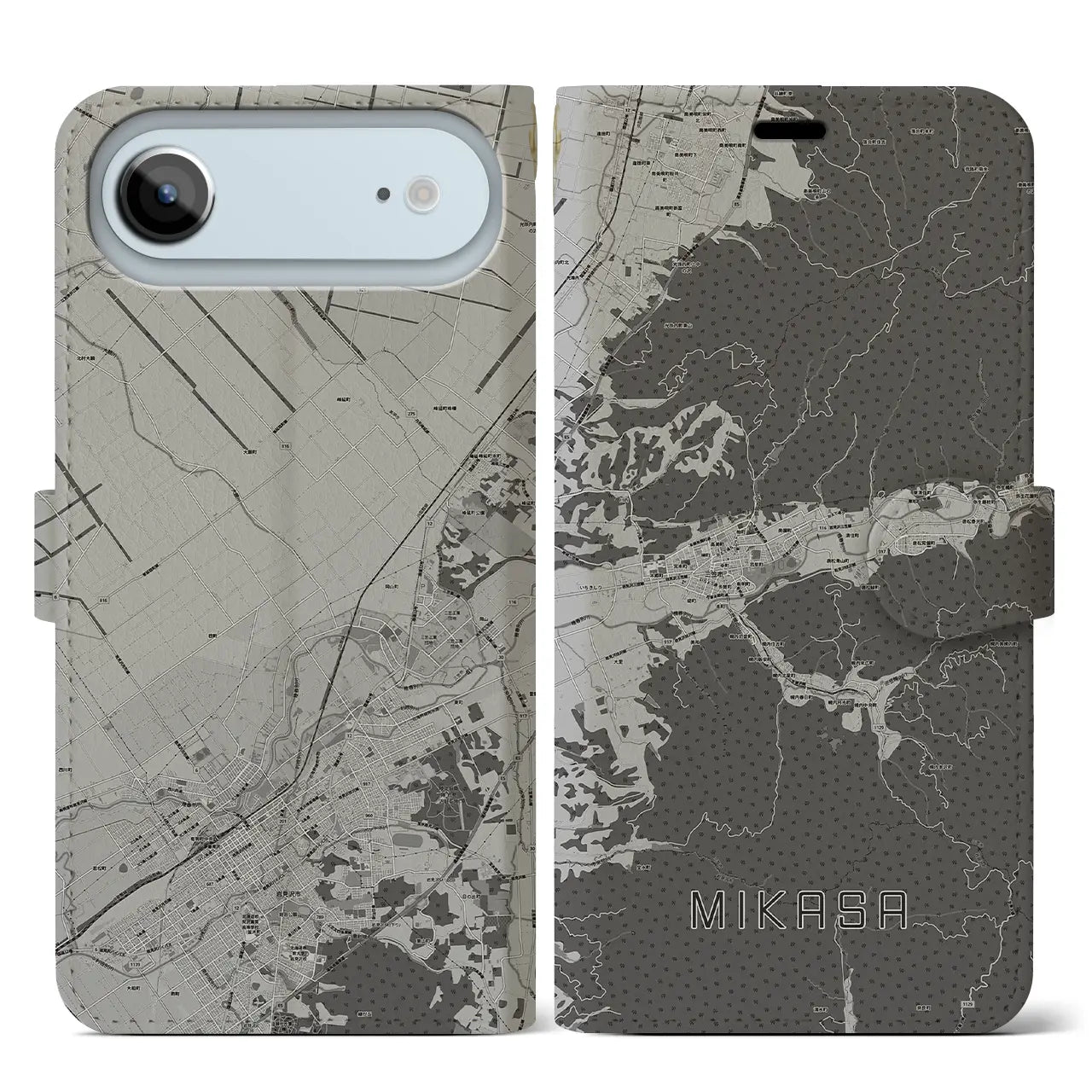 【三笠(北海道)】地図柄iPhoneケース(手帳タイプ)