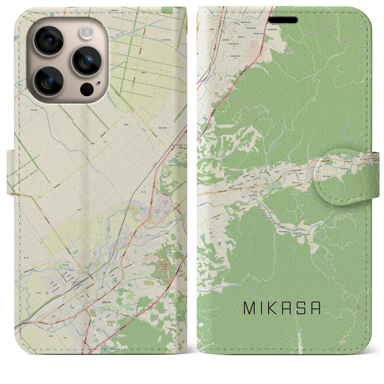 【三笠(北海道)】地図柄iPhoneケース(手帳タイプ)
