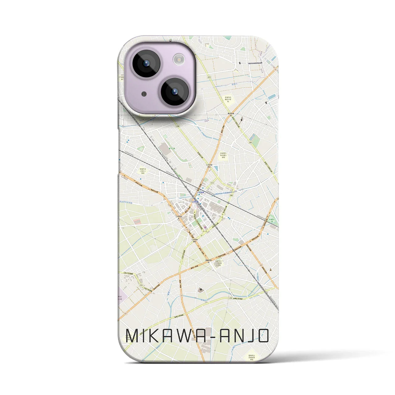 【三河安城(愛知県)】地図柄iPhoneケース(バックカバータイプ)