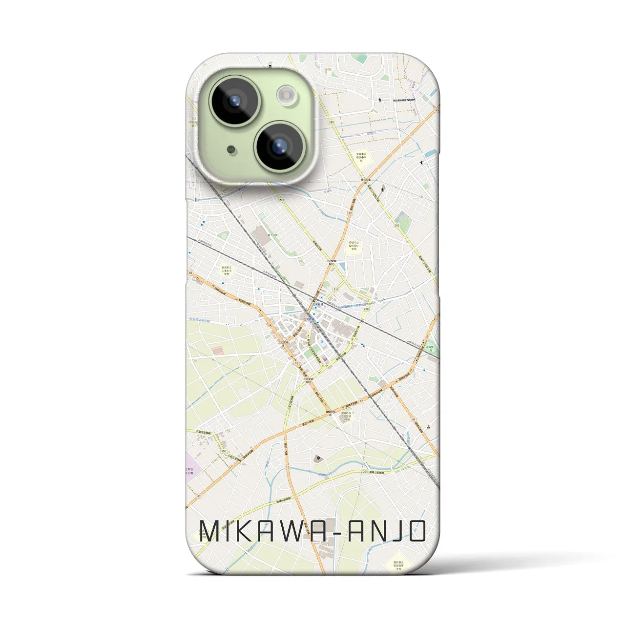 【三河安城(愛知県)】地図柄iPhoneケース(バックカバータイプ)