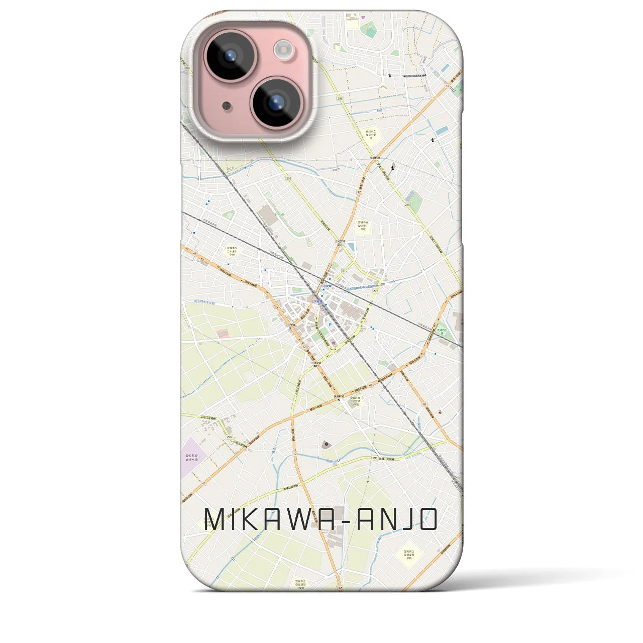 【三河安城(愛知県)】地図柄iPhoneケース(バックカバータイプ)