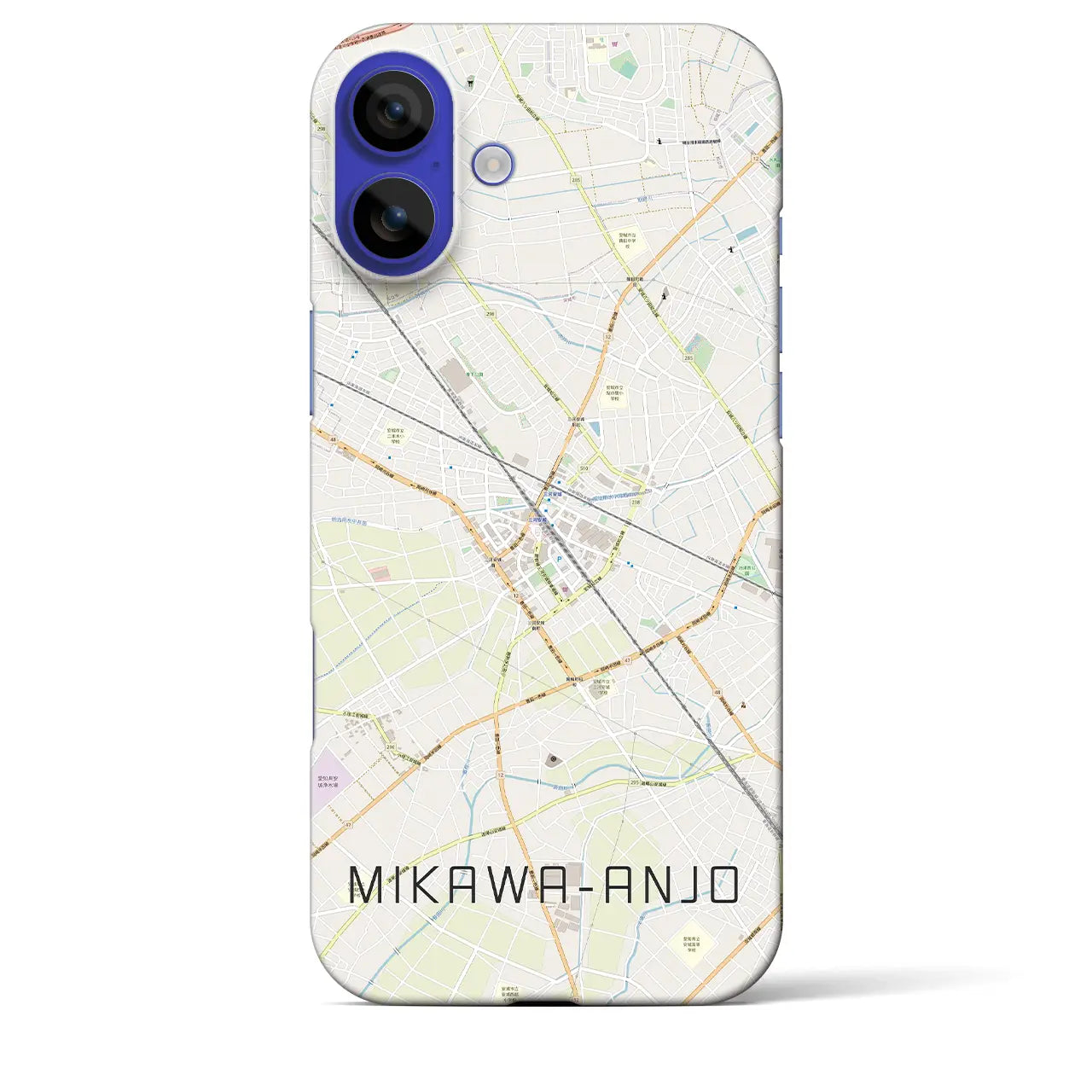 【三河安城(愛知県)】地図柄iPhoneケース(バックカバータイプ)ナチュラル・iPhone 16 Pro Max 用
