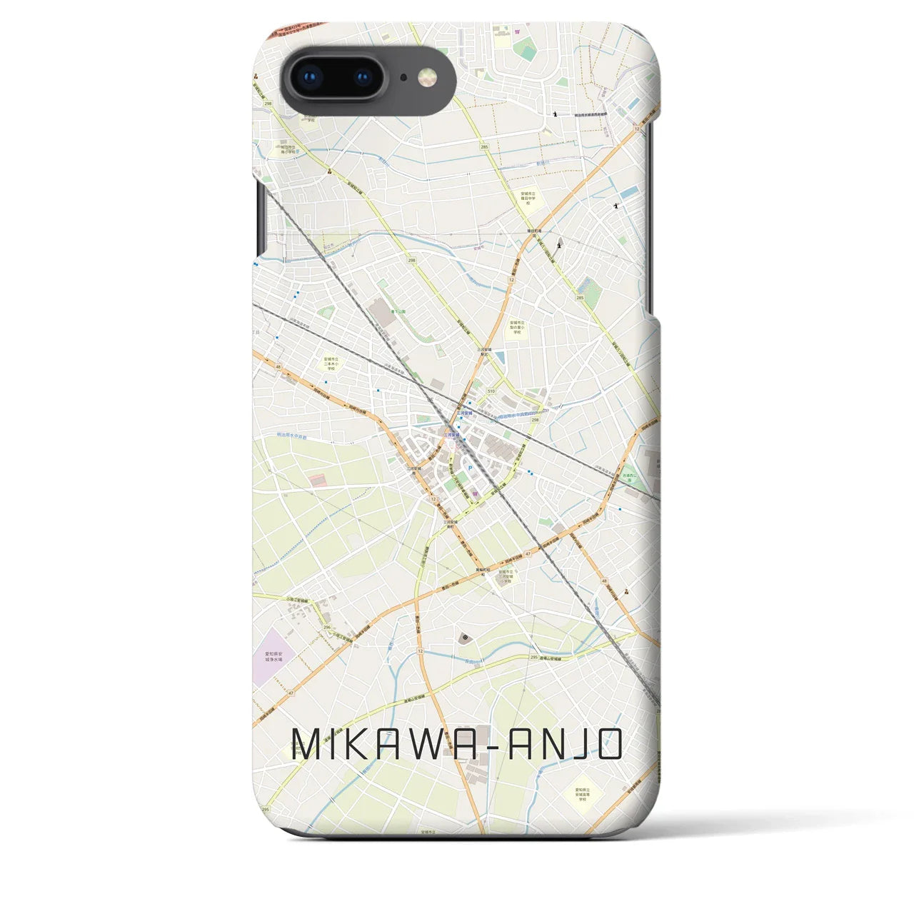 【三河安城(愛知県)】地図柄iPhoneケース(バックカバータイプ)