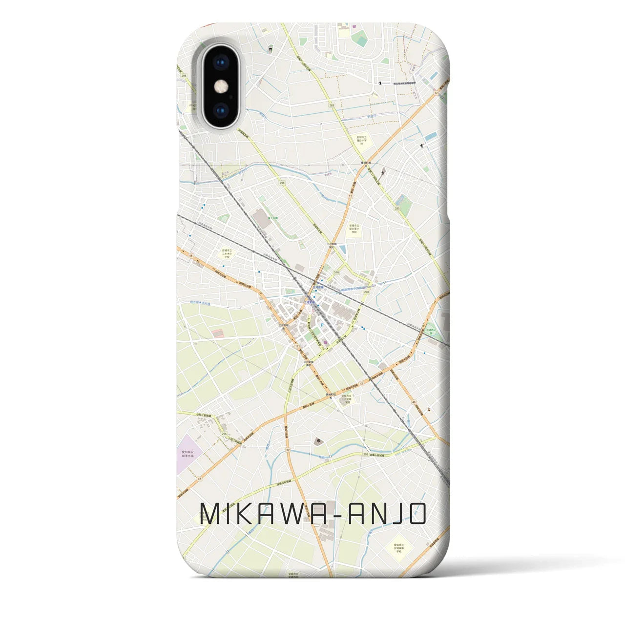 【三河安城(愛知県)】地図柄iPhoneケース(バックカバータイプ)