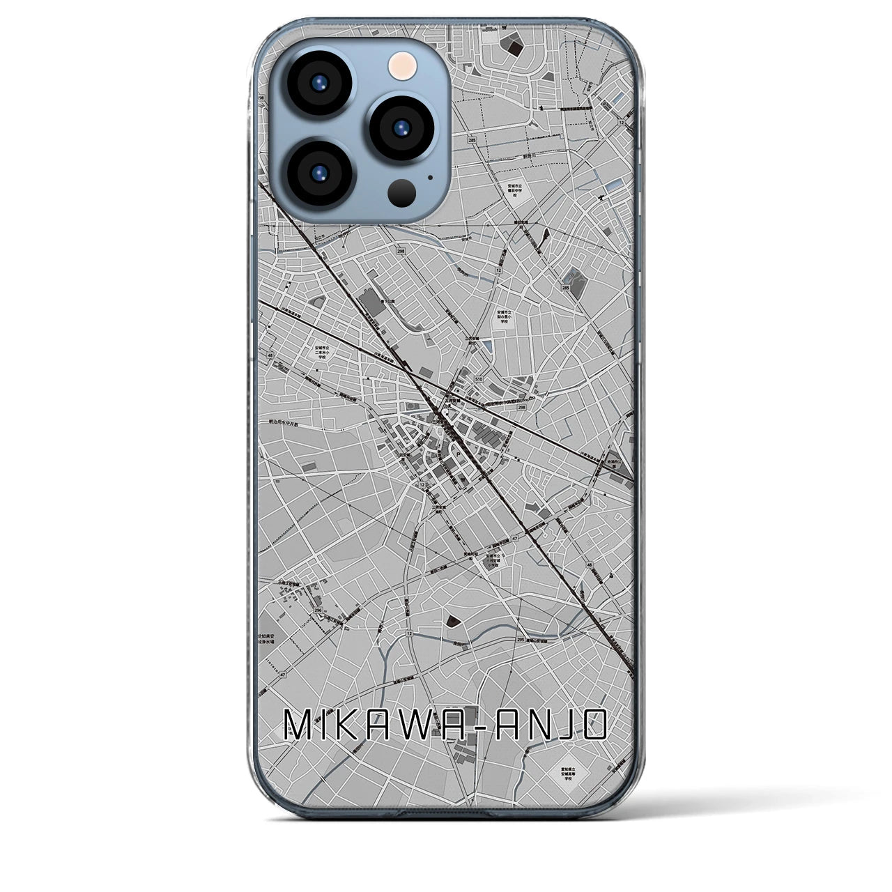 【三河安城(愛知県)】地図柄iPhoneケース(クリアタイプ)