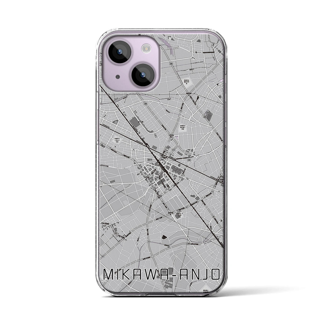 【三河安城(愛知県)】地図柄iPhoneケース(クリアタイプ)