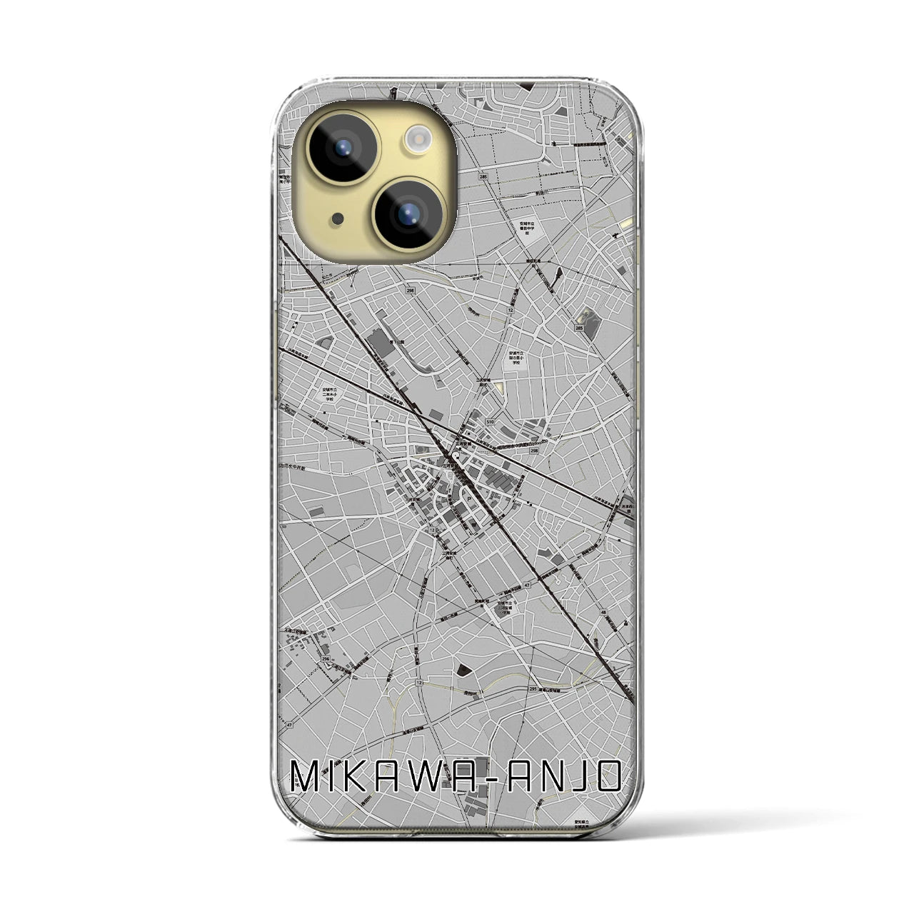 【三河安城(愛知県)】地図柄iPhoneケース(クリアタイプ)