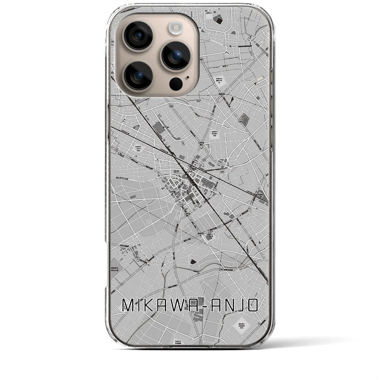 【三河安城(愛知県)】地図柄iPhoneケース(クリアタイプ)