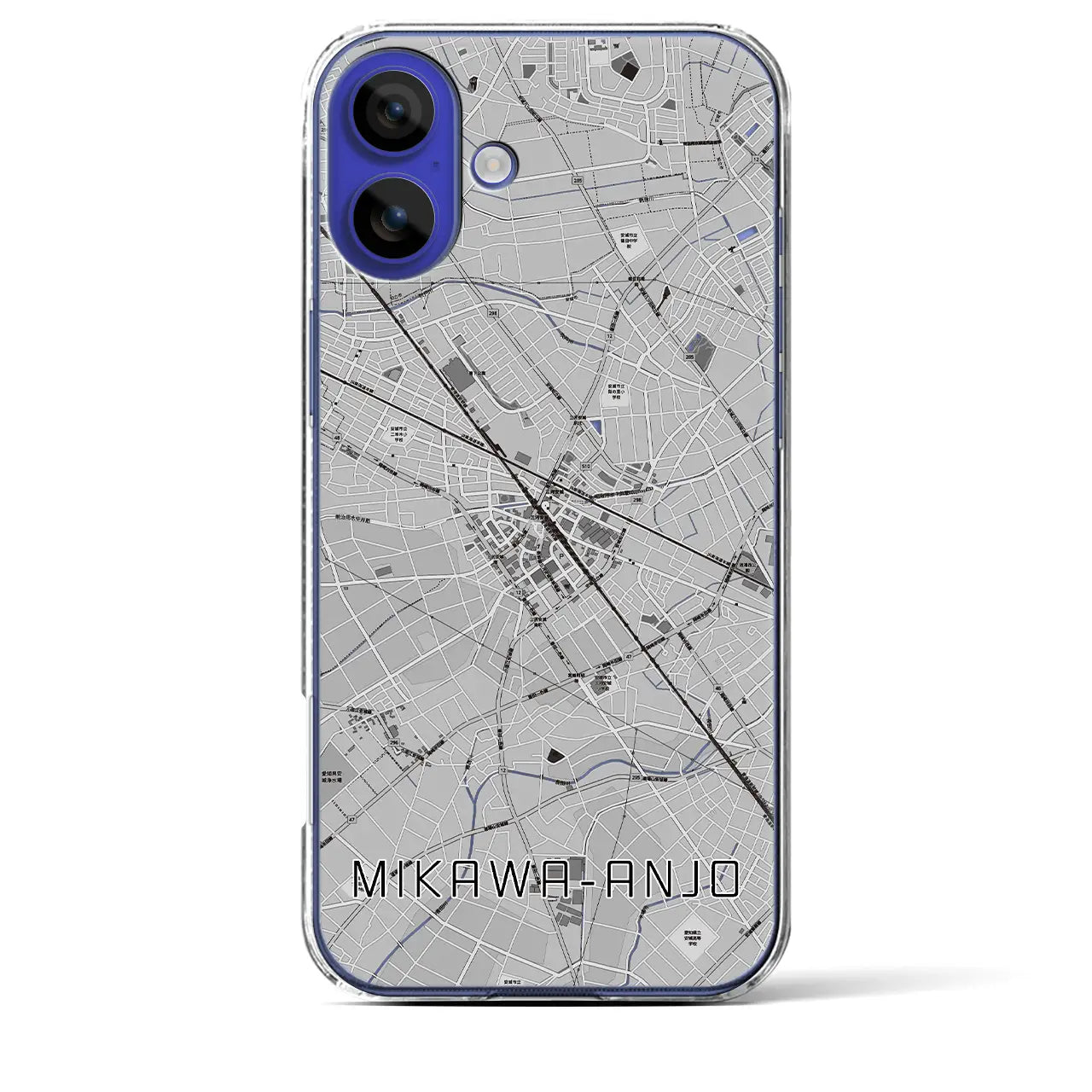 【三河安城(愛知県)】地図柄iPhoneケース(クリアタイプ)