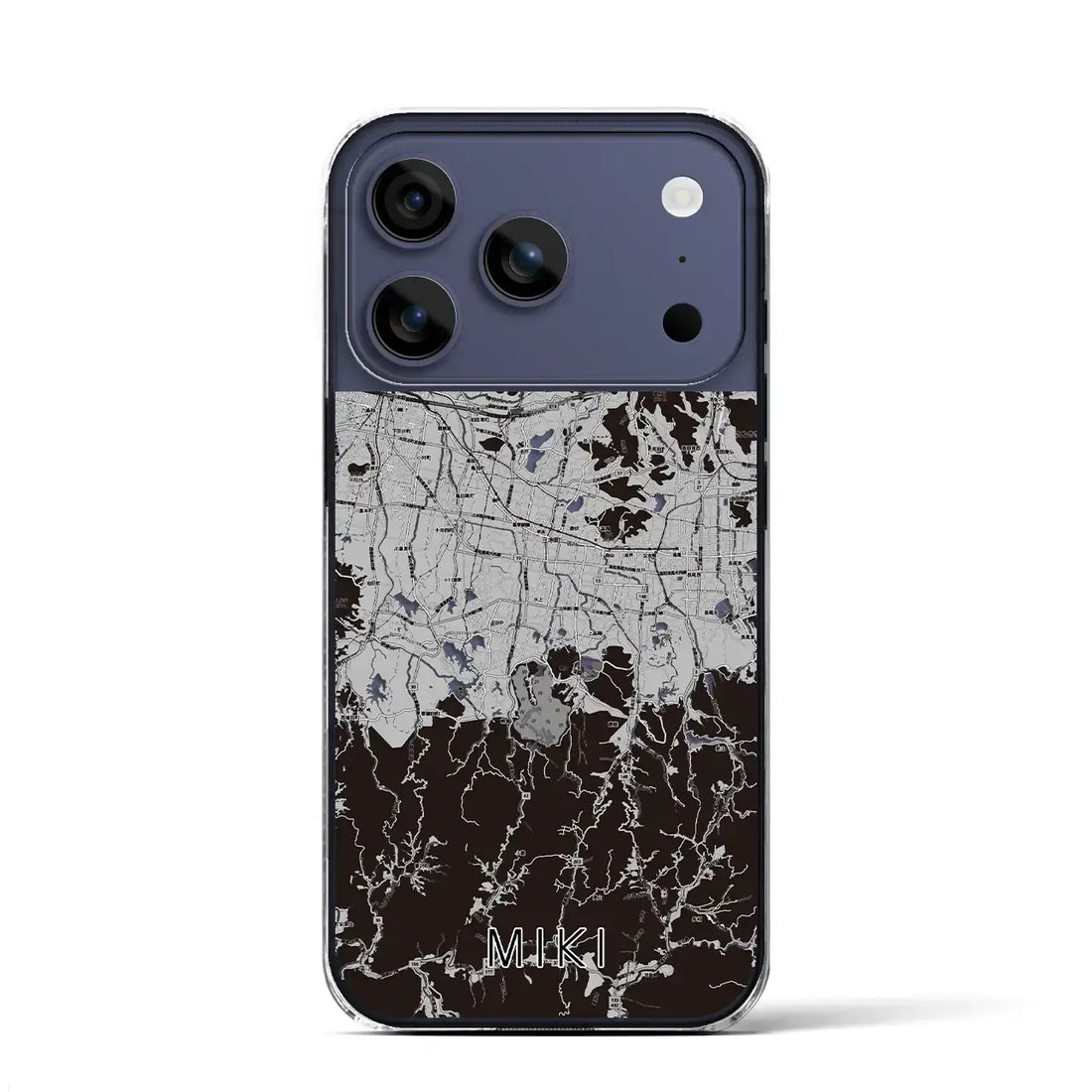 【三木(香川県)】地図柄iPhoneケース(クリアタイプ)モノトーン・iPhone 17 Pro Max 用