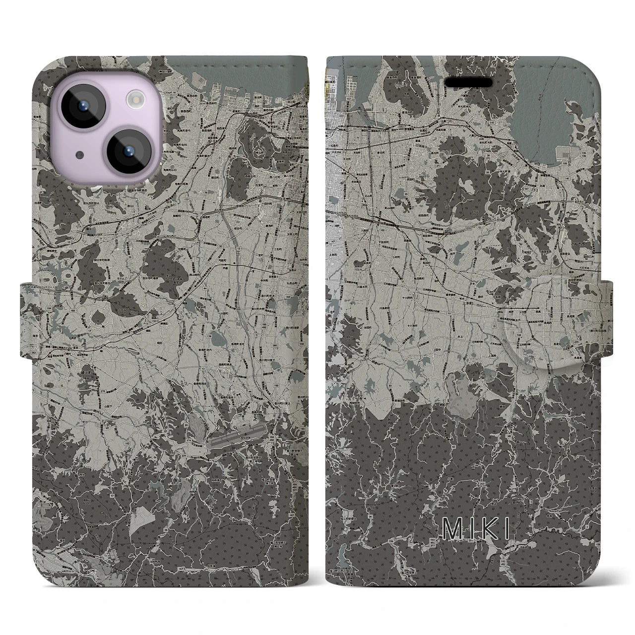 【三木(香川県)】地図柄iPhoneケース(手帳タイプ)