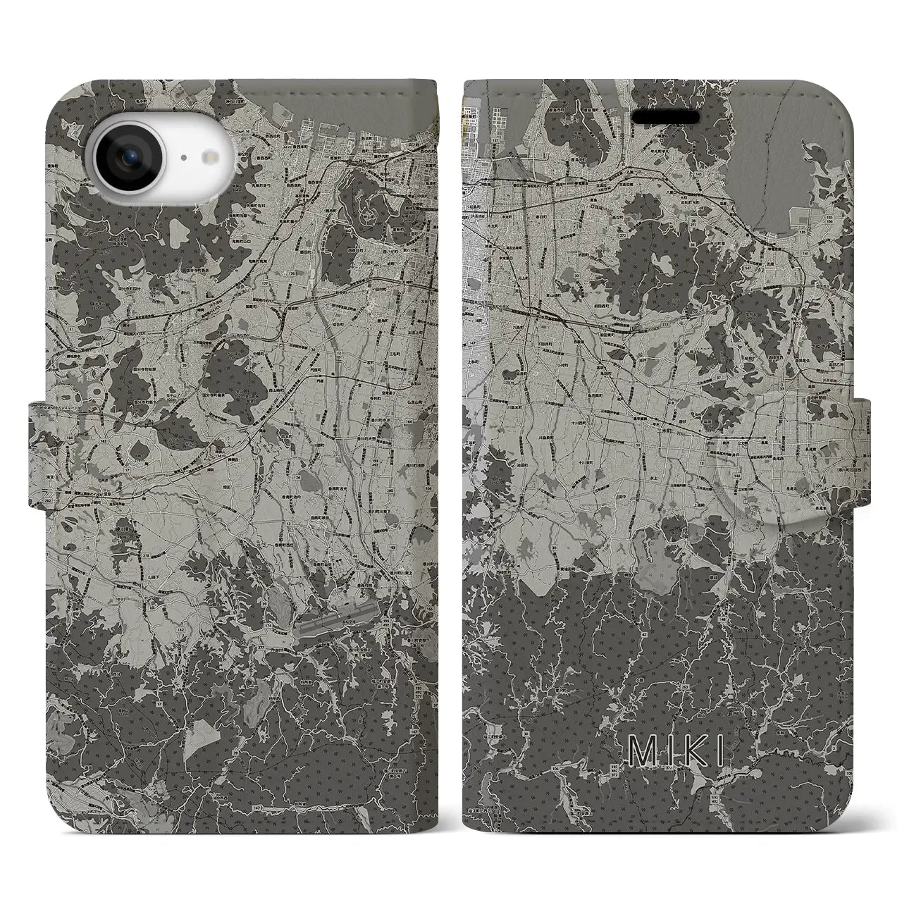 【三木(香川県)】地図柄iPhoneケース(手帳タイプ)