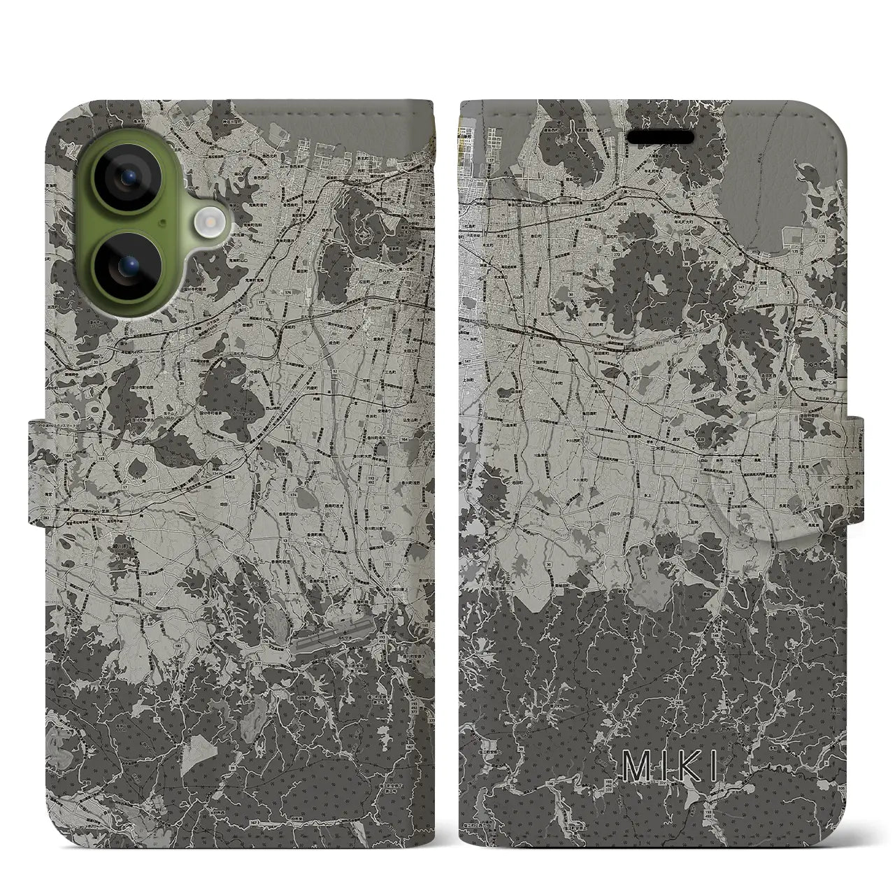 【三木(香川県)】地図柄iPhoneケース(手帳タイプ)