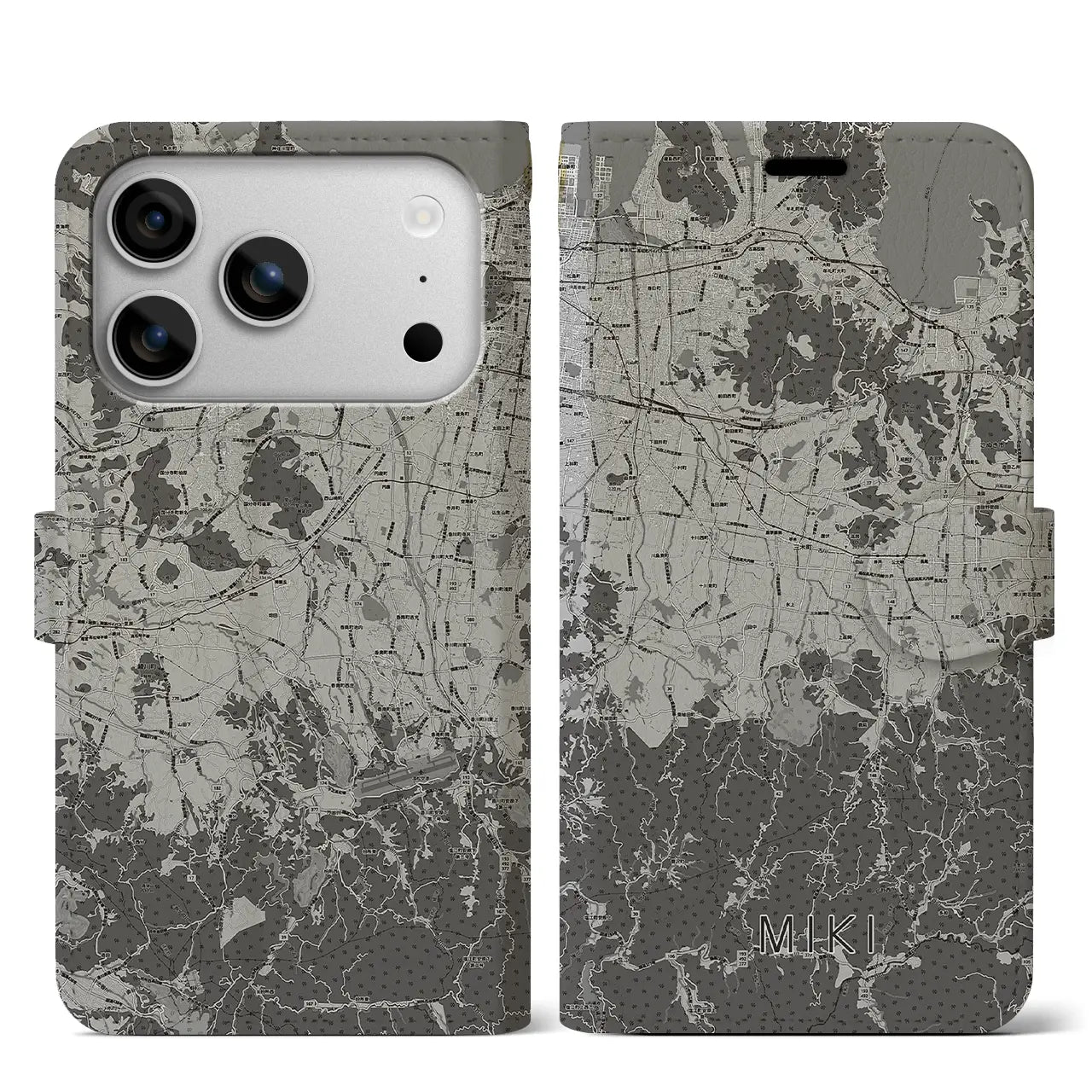 【三木(香川県)】地図柄iPhoneケース(手帳タイプ)