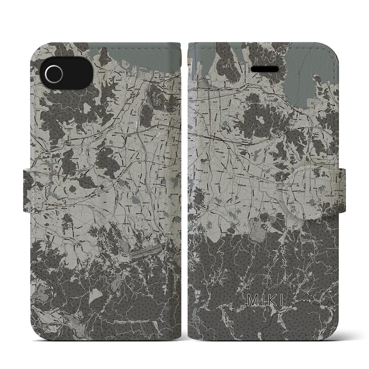 【三木(香川県)】地図柄iPhoneケース(手帳タイプ)