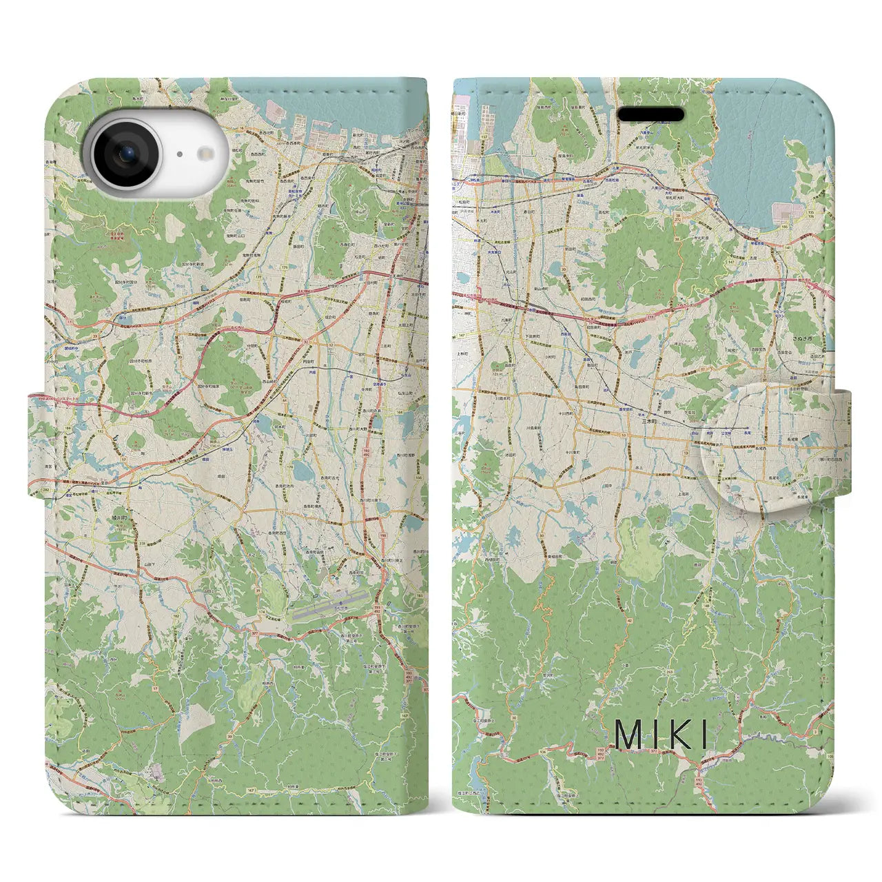 【三木(香川県)】地図柄iPhoneケース(手帳タイプ)