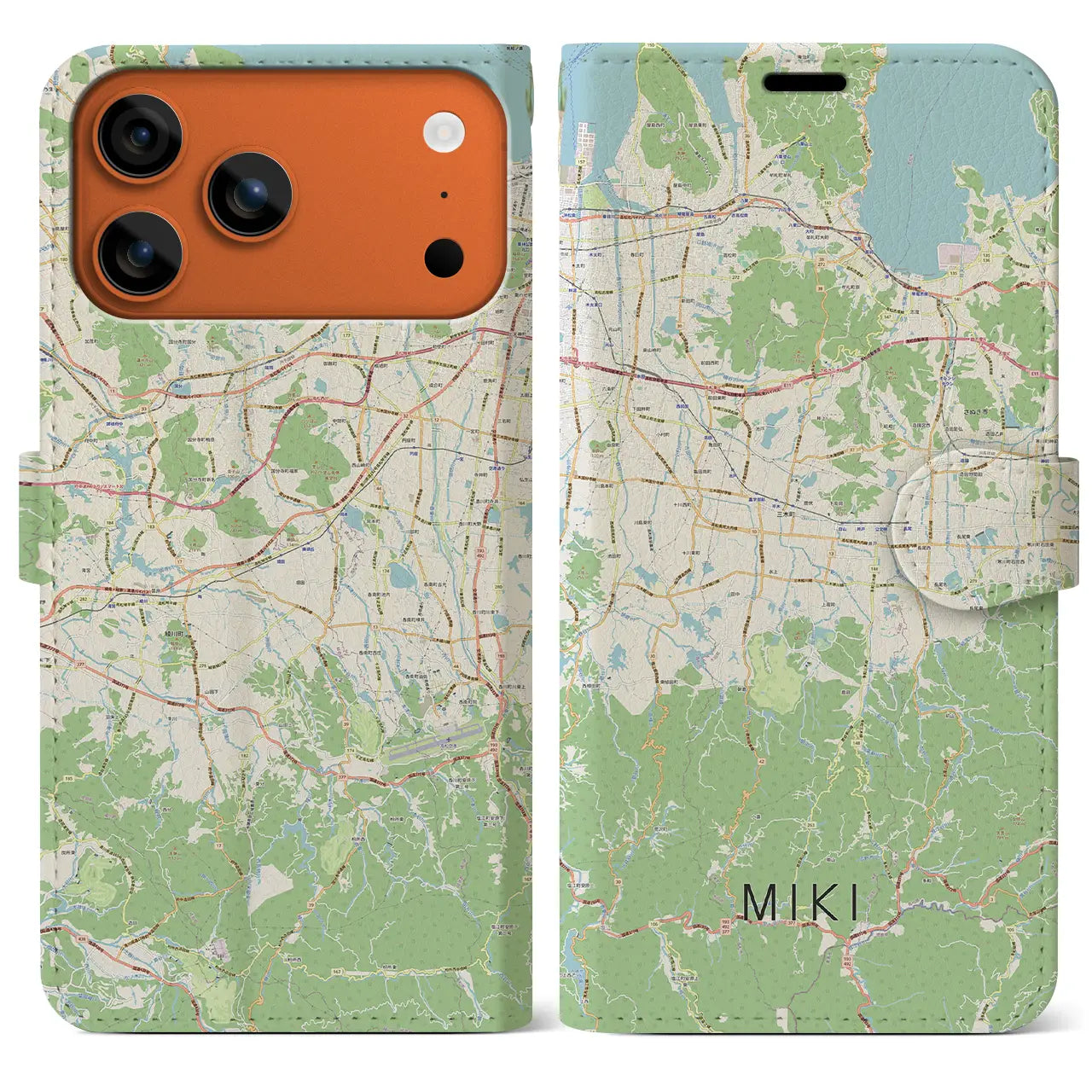 【三木(香川県)】地図柄iPhoneケース(手帳タイプ)