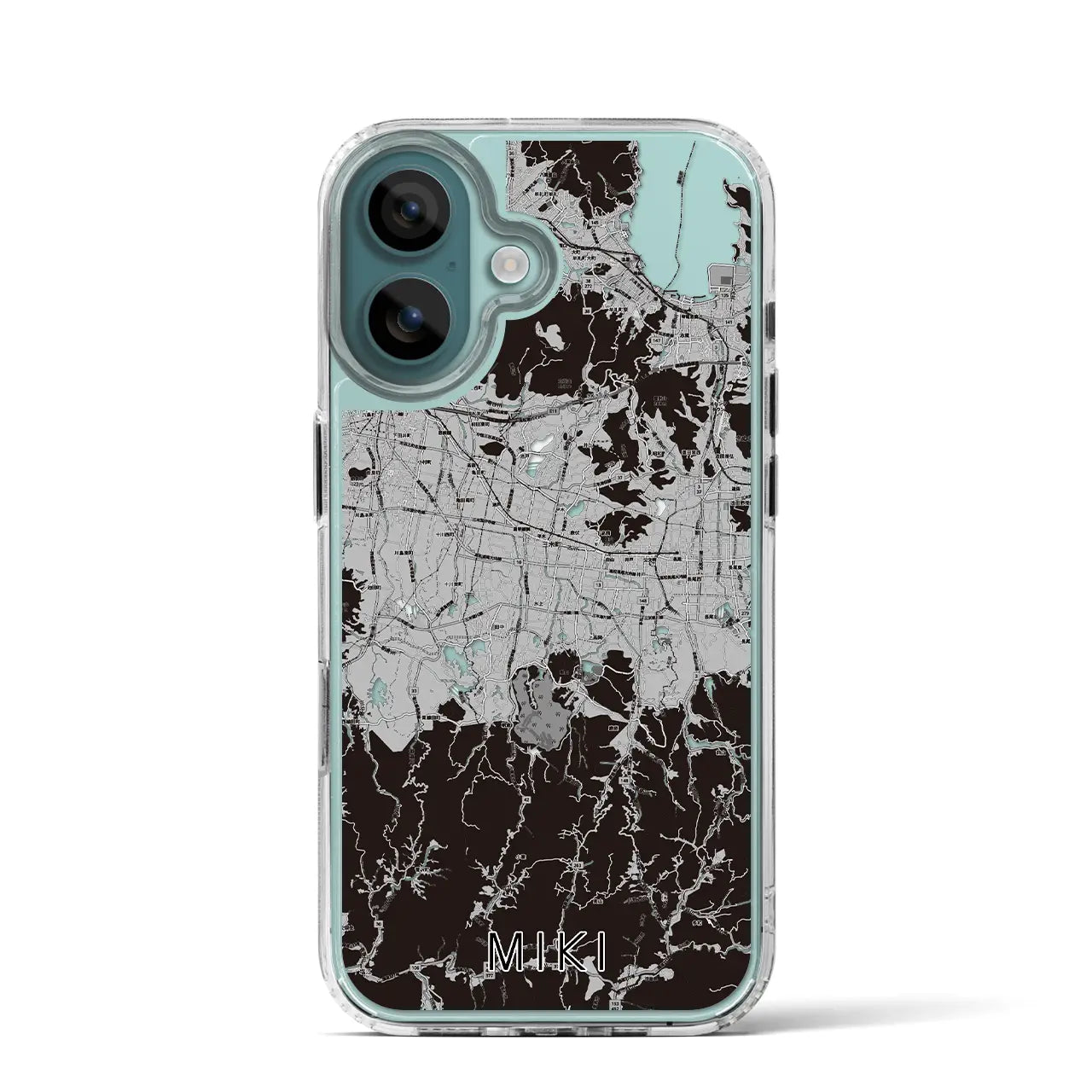 【三木(香川県)】地図柄iPhoneケース(MagSafeタイプ)モノトーン・iPhone 16 Pro 用