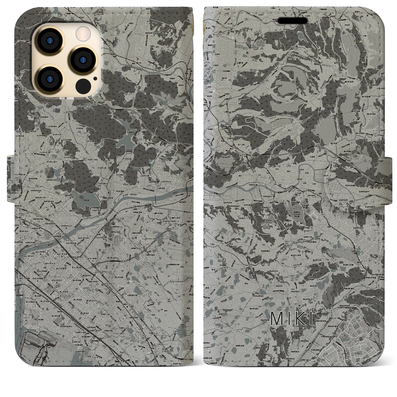 【三木(兵庫県)】地図柄iPhoneケース(手帳タイプ)