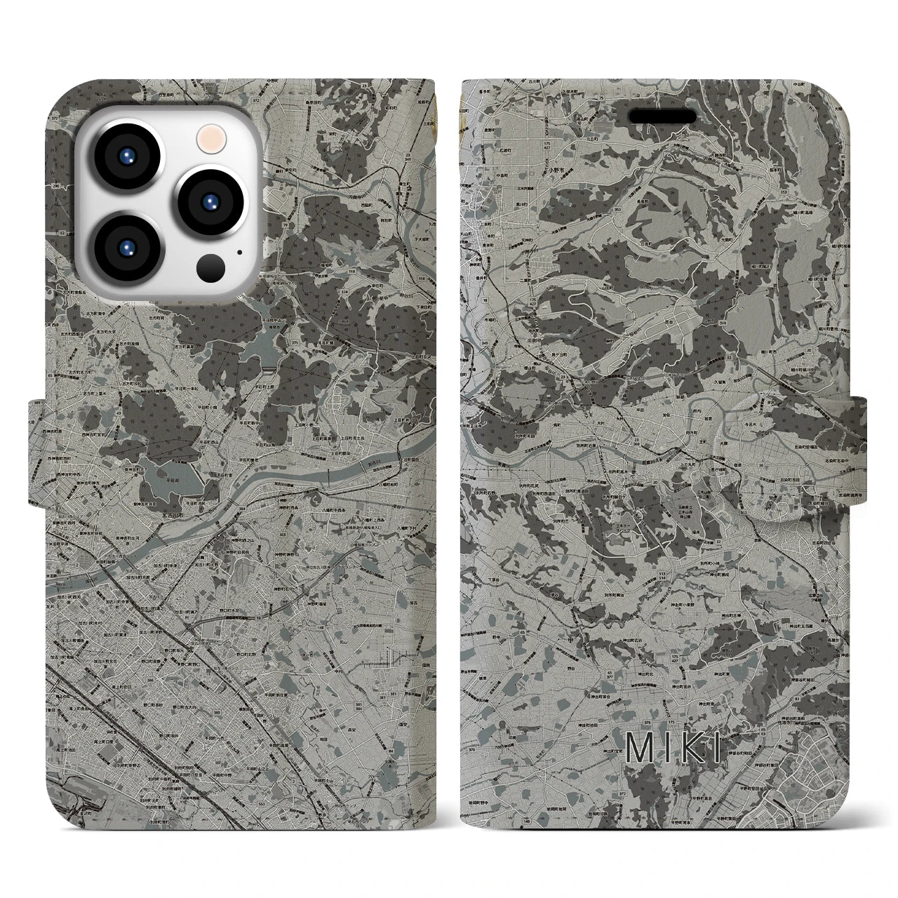 【三木(兵庫県)】地図柄iPhoneケース(手帳タイプ)