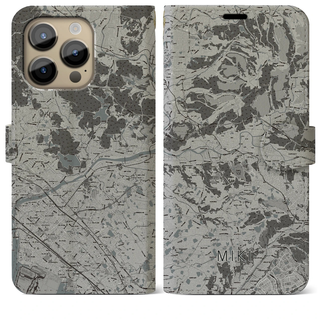 【三木(兵庫県)】地図柄iPhoneケース(手帳タイプ)