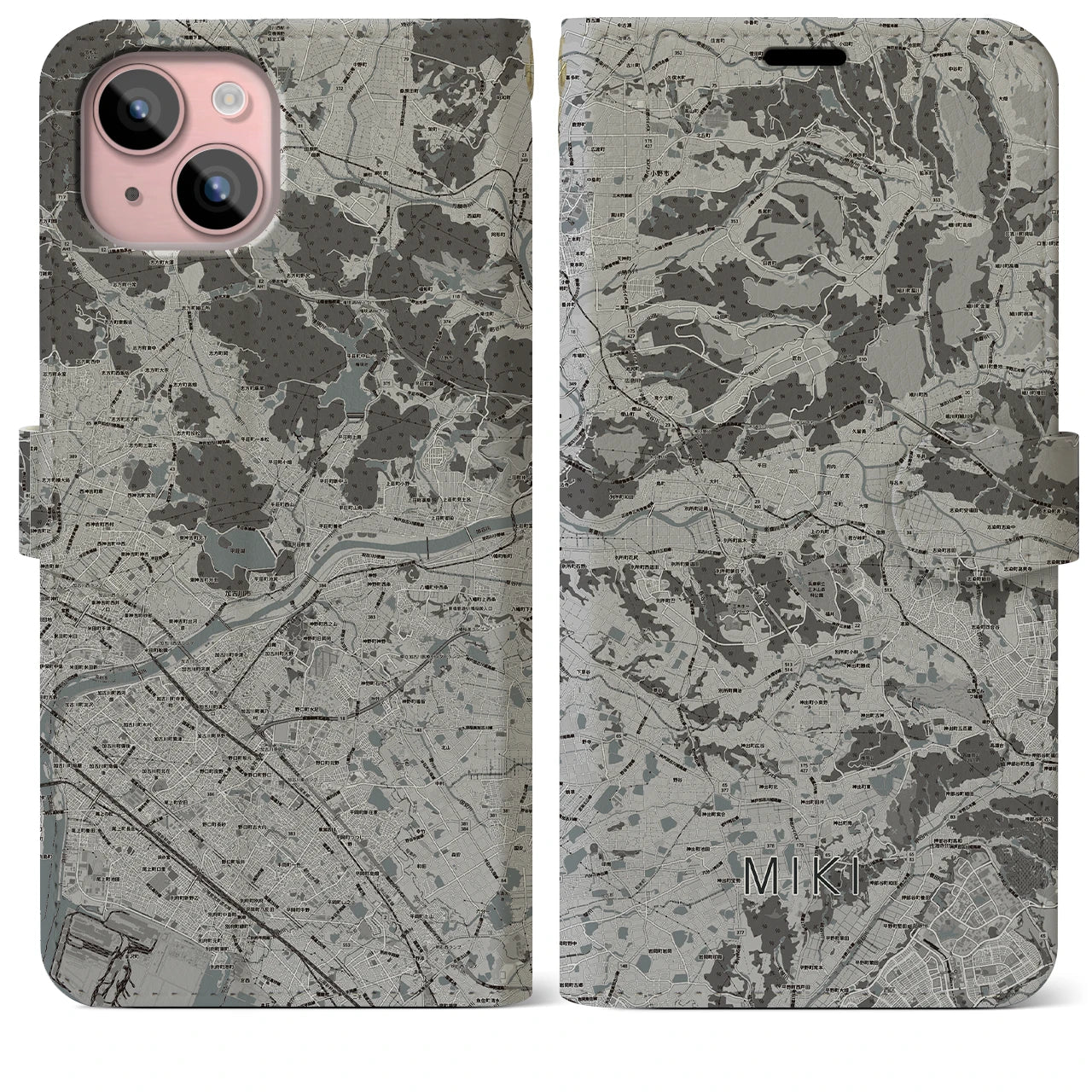 【三木(兵庫県)】地図柄iPhoneケース(手帳タイプ)