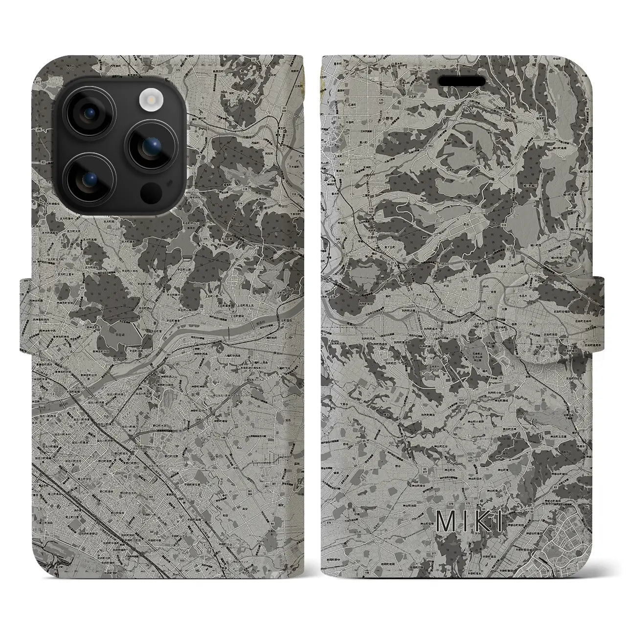 【三木(兵庫県)】地図柄iPhoneケース(手帳タイプ)