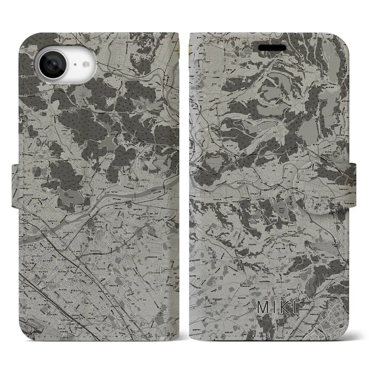 【三木(兵庫県)】地図柄iPhoneケース(手帳タイプ)