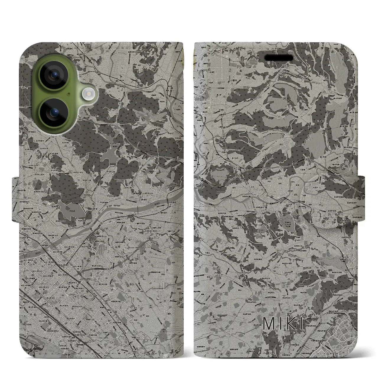 【三木(兵庫県)】地図柄iPhoneケース(手帳タイプ)