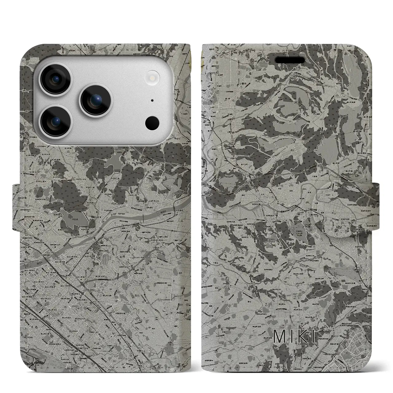 【三木(兵庫県)】地図柄iPhoneケース(手帳タイプ)