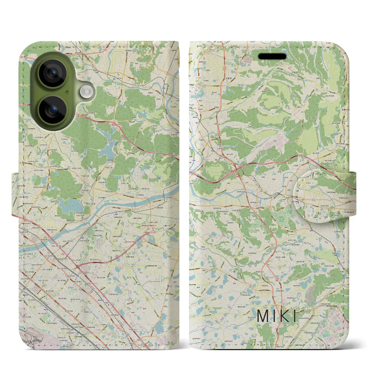 【三木(兵庫県)】地図柄iPhoneケース(手帳タイプ)