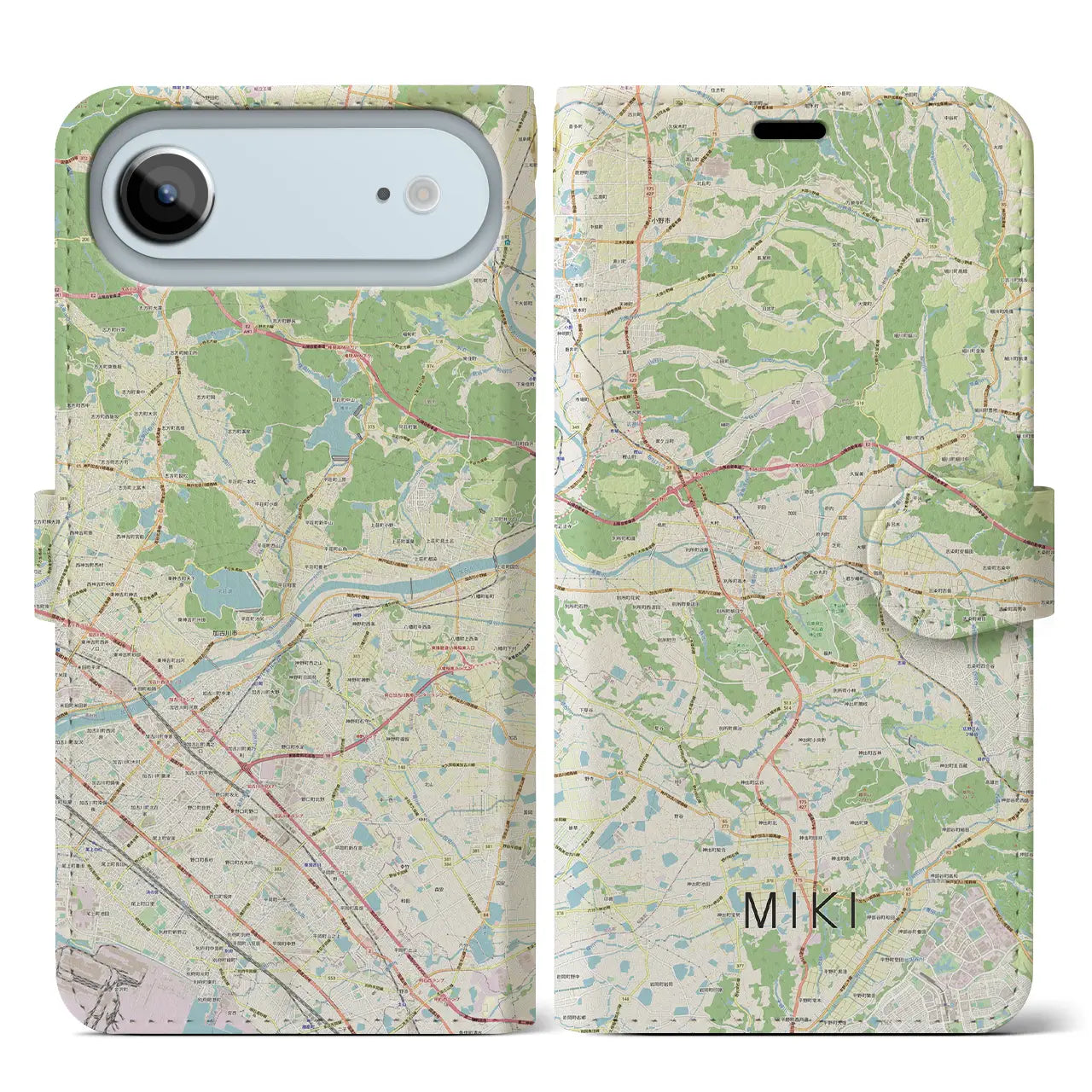 【三木(兵庫県)】地図柄iPhoneケース(手帳タイプ)