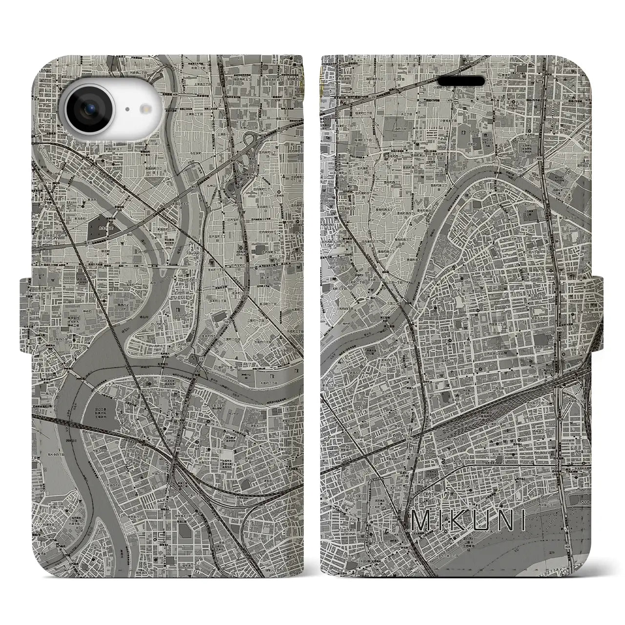【三国(大阪府)】地図柄iPhoneケース(手帳タイプ)