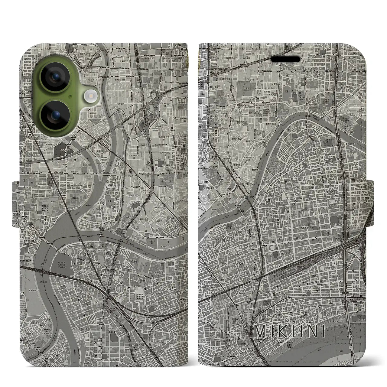 【三国(大阪府)】地図柄iPhoneケース(手帳タイプ)