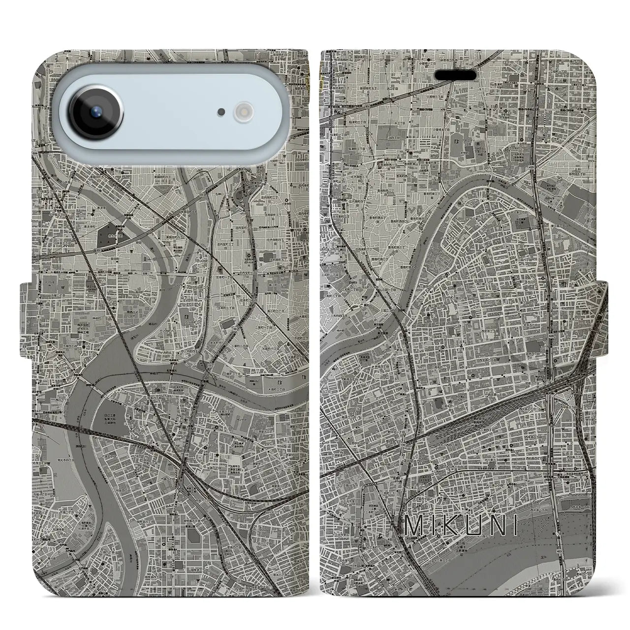 【三国(大阪府)】地図柄iPhoneケース(手帳タイプ)